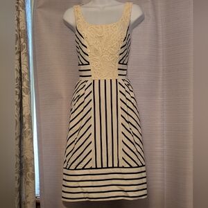 NWT Maeve Striped Midi Chessia Dress with Lace Detail (Sz:4)